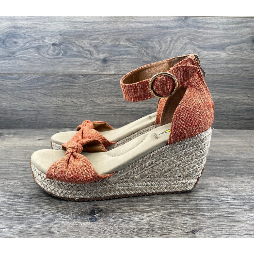 Volatile Women's Espadrilles Wedges Sandals High Heels Open Toe Size 9 Orange